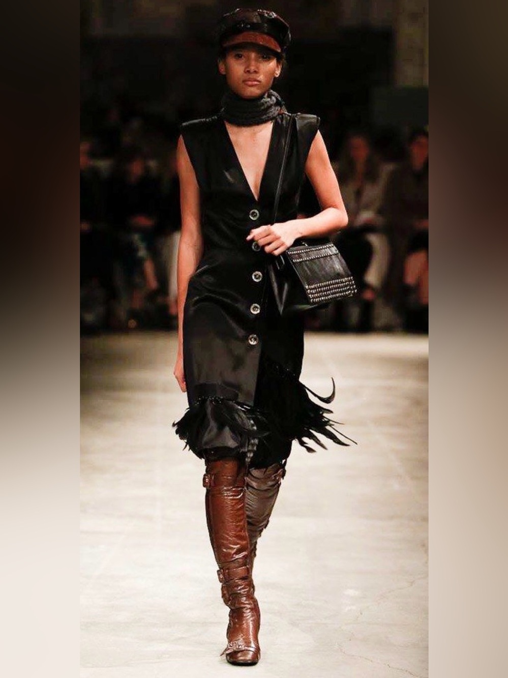 Runway Prada Capra Leather Over-The-Knee Tall Low Heel Boots Brown Size 37 EU - Picture 17 of 17